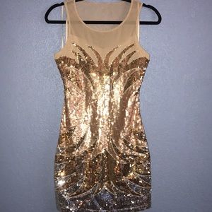 Metallic, Sequined Art Deco Dress